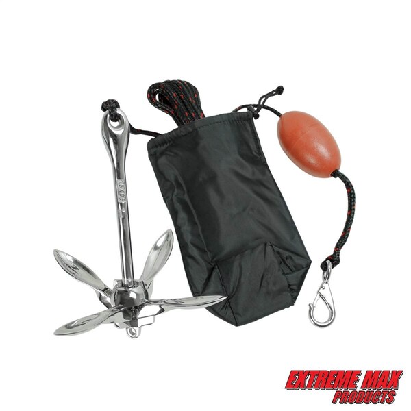 Extreme Max 3006.6702 BoatTector Complete Grapnel Anchor Small Boats Kayaks PWC Jet Ski SUP etc.-3.5 lbs. 3006.6702 - main
